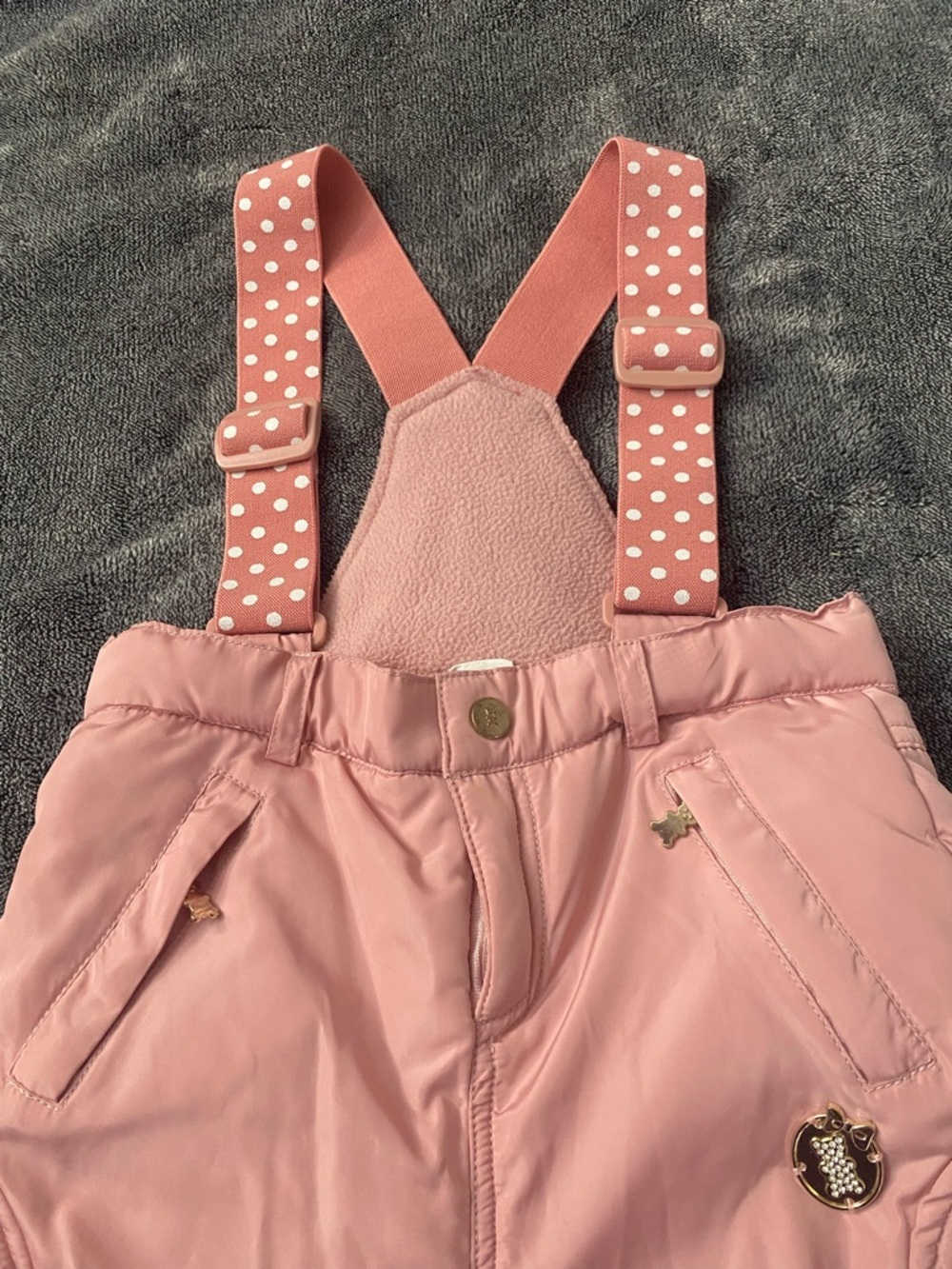 Jelispoon Boutique Dusty Pink Fleece-Lined Snow Bibs Size 120 (US 6/7) - Picture 4 of 9